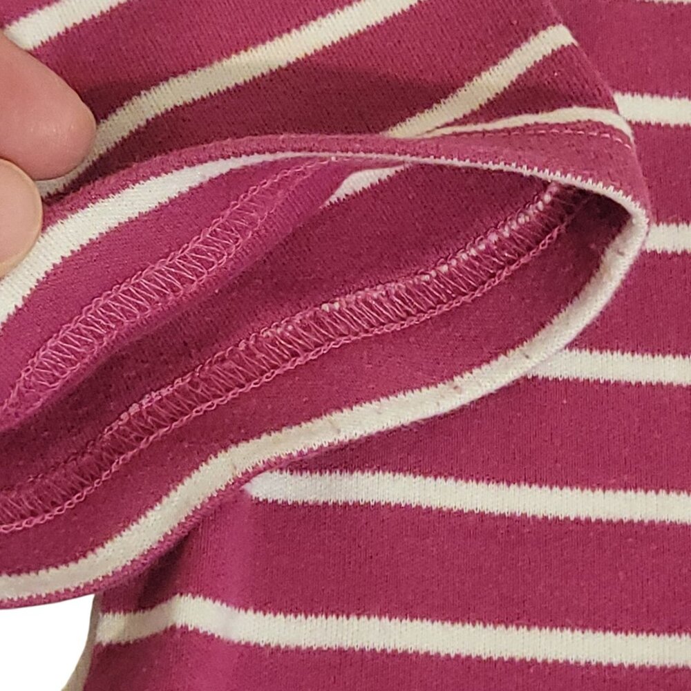 Blair Womens Small Striped Floral Tunic Top 3/4 Sleeves Burgundy & White Cotton - Picture 11 of 13